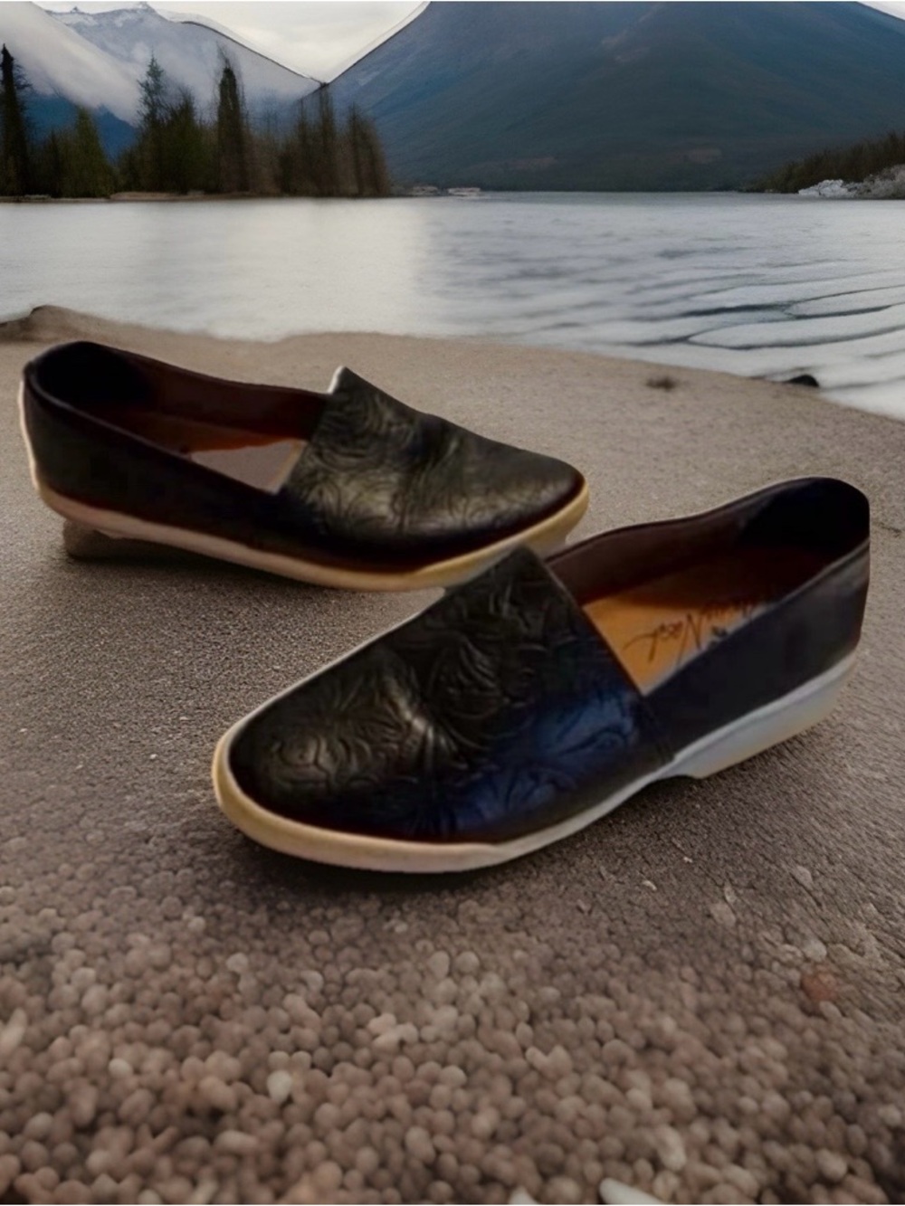 Patricia Nash Black Embossed Slip-On Sneakers